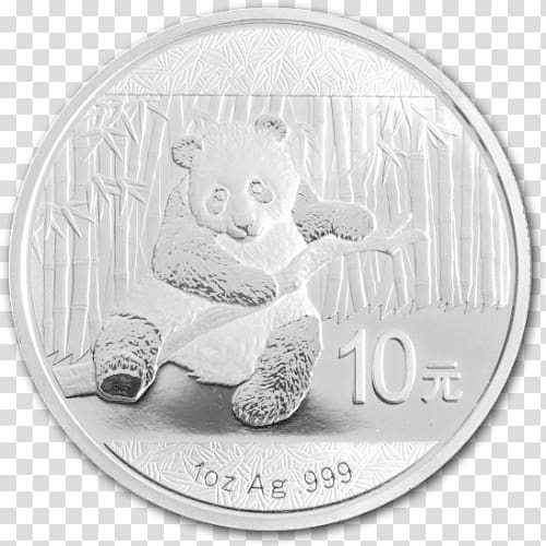 Silver coin Silver coin Giant panda Chinese Silver Panda, china coin transparent background PNG clipart