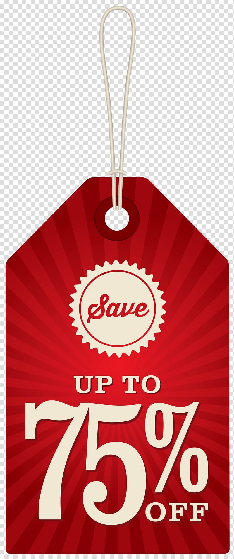 red 75% off price tag, , Save Up To 75% Off Label transparent background PNG clipart