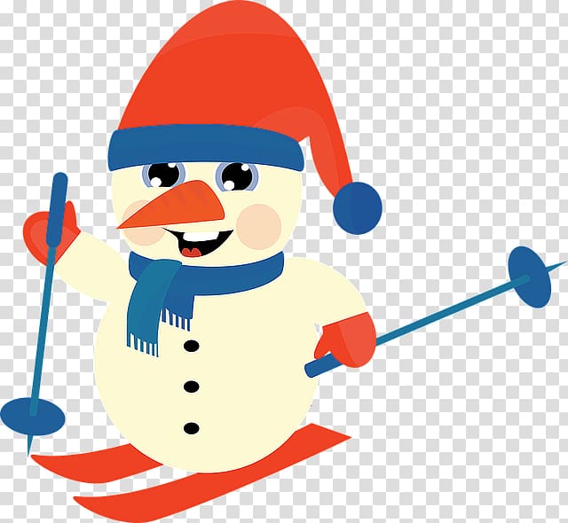 Alpine skiing , Cute cartoon Christmas snowman transparent background PNG clipart