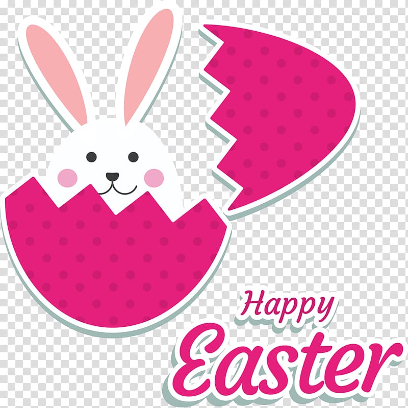 Easter Bunny White Rabbit, hand painted broken shell out of the little rabbit transparent background PNG clipart