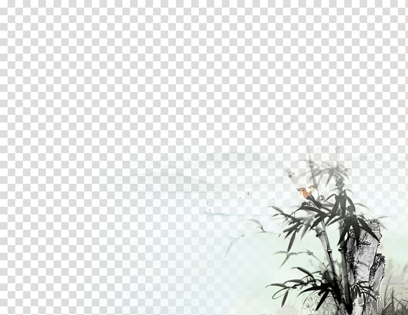 Ink Bamboo Landscape Computer file, Water bamboo transparent background PNG clipart