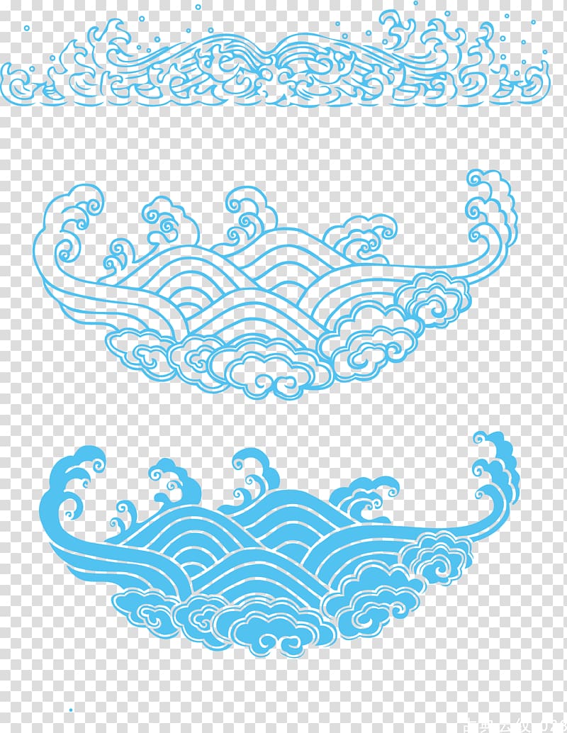 three blue ornate borders, China Cloud Old school (tattoo), Clouds,blue,Clouds transparent background PNG clipart