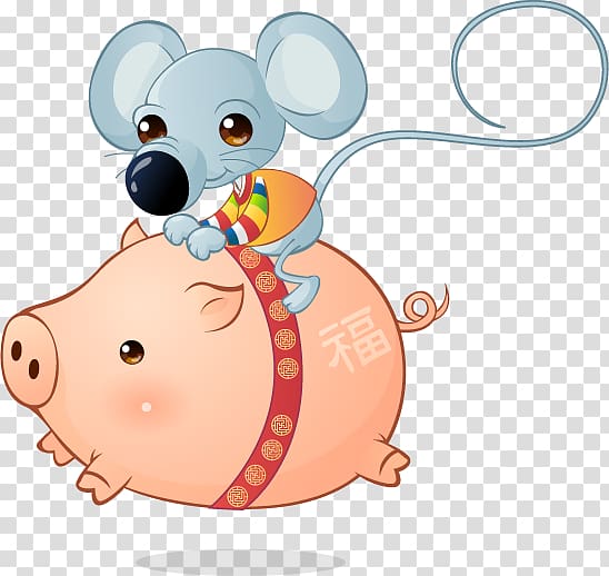 Show Lo Domestic pig Designer , Riding a pig mouse transparent background PNG clipart