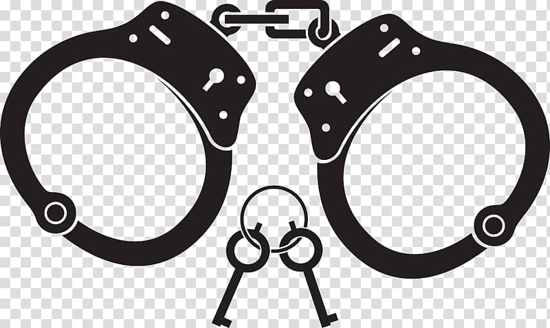 Handcuffs , Black hand-painted flat handcuffs transparent background PNG clipart