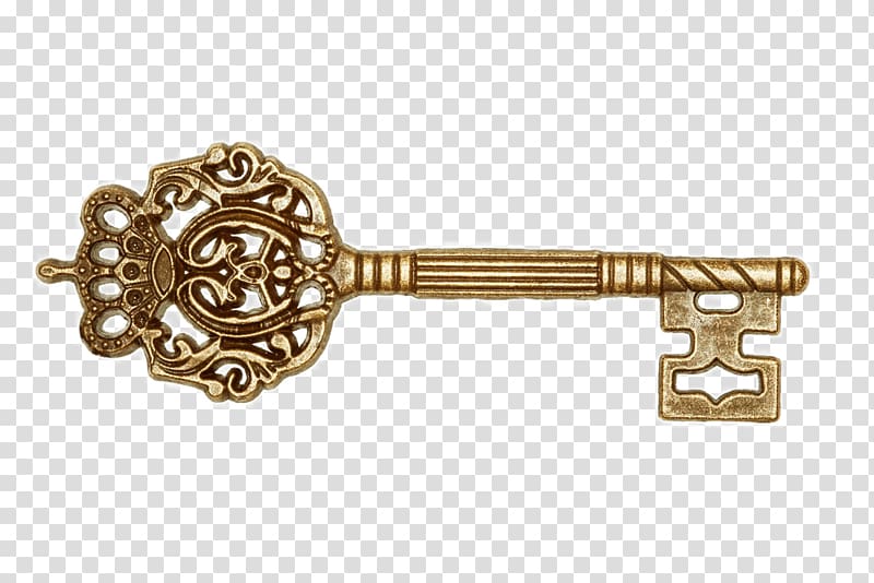 bronze-colored key, Skeleton key , High-grade gold key transparent background PNG clipart