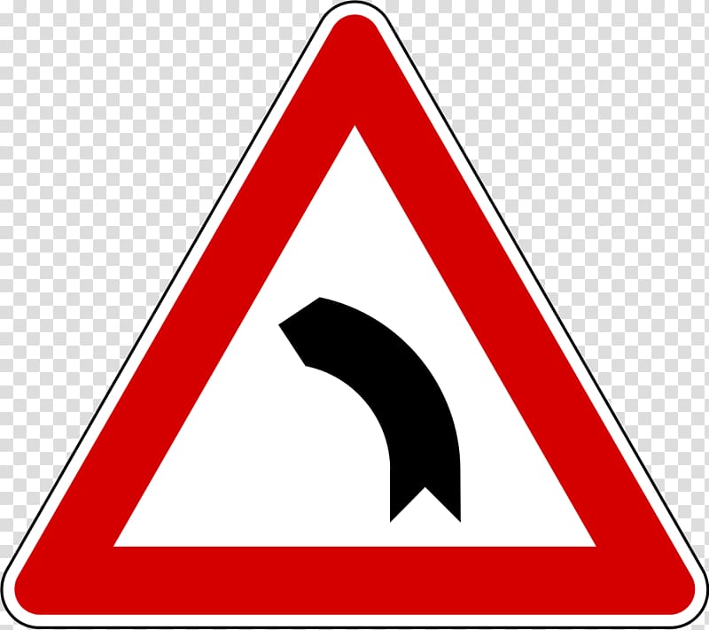 Traffic sign Warning sign Curve Road signs in Italy, road transparent background PNG clipart