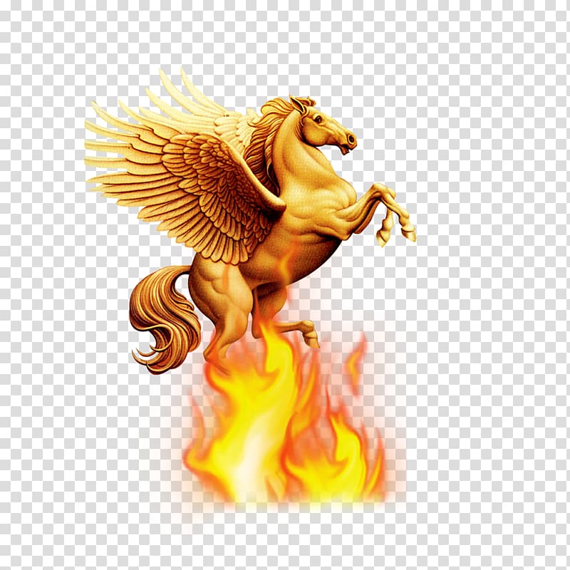 Pegasus flying over fire , Pegasus Fire Flame, Pegasus transparent background PNG clipart