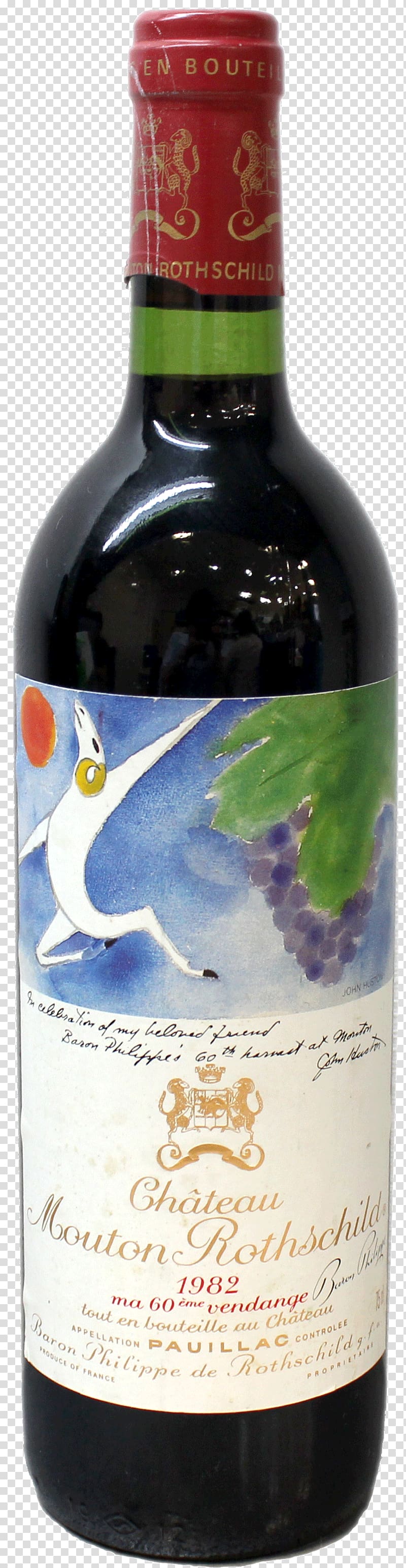 Liqueur Dessert wine Château Mouton Rothschild Bottle, wine transparent background PNG clipart
