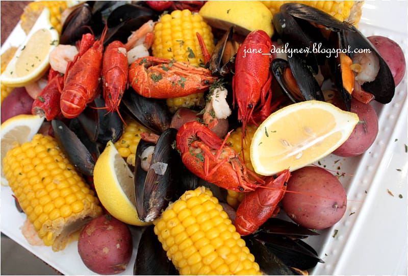 Cajun cuisine Seafood boil Crayfish as food Mussel, shrimps transparent background PNG clipart