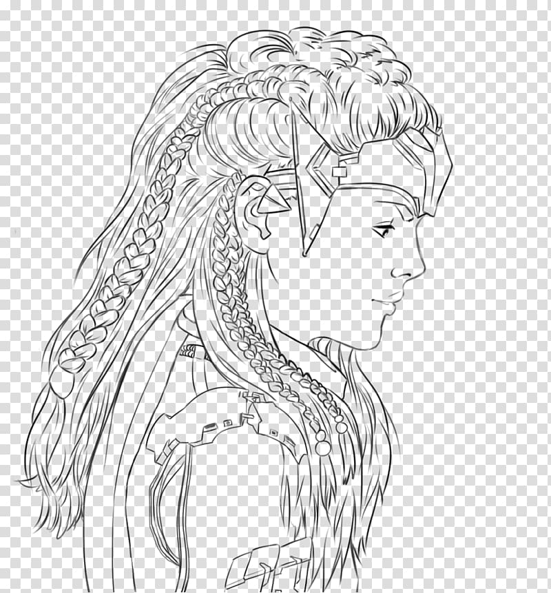 Horizon Zero Dawn Aloy Line art Drawing Sketch, aloy drawing transparent background PNG clipart