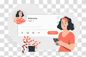 illustration, Status update, information, profile, post, share, user, influencer, social media, comment transparent background PNG clipart thumbnail
