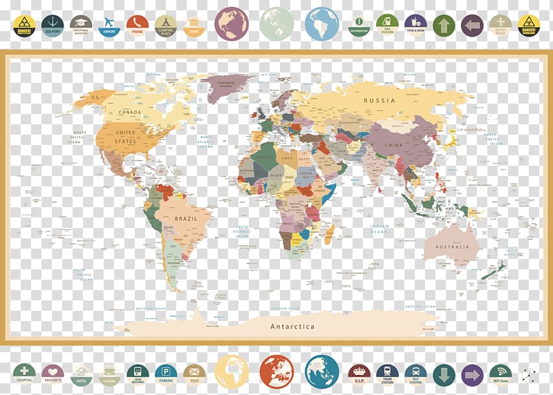 World map Mural, Retro world map transparent background PNG clipart