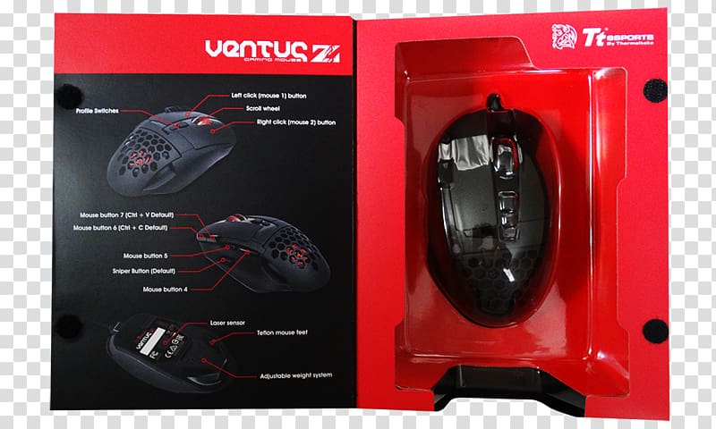 Computer mouse Ventus Z Gaming Mouse MO-VEZ-WDLOBK-01 Thermaltake Input Devices, Computer Mouse transparent background PNG clipart
