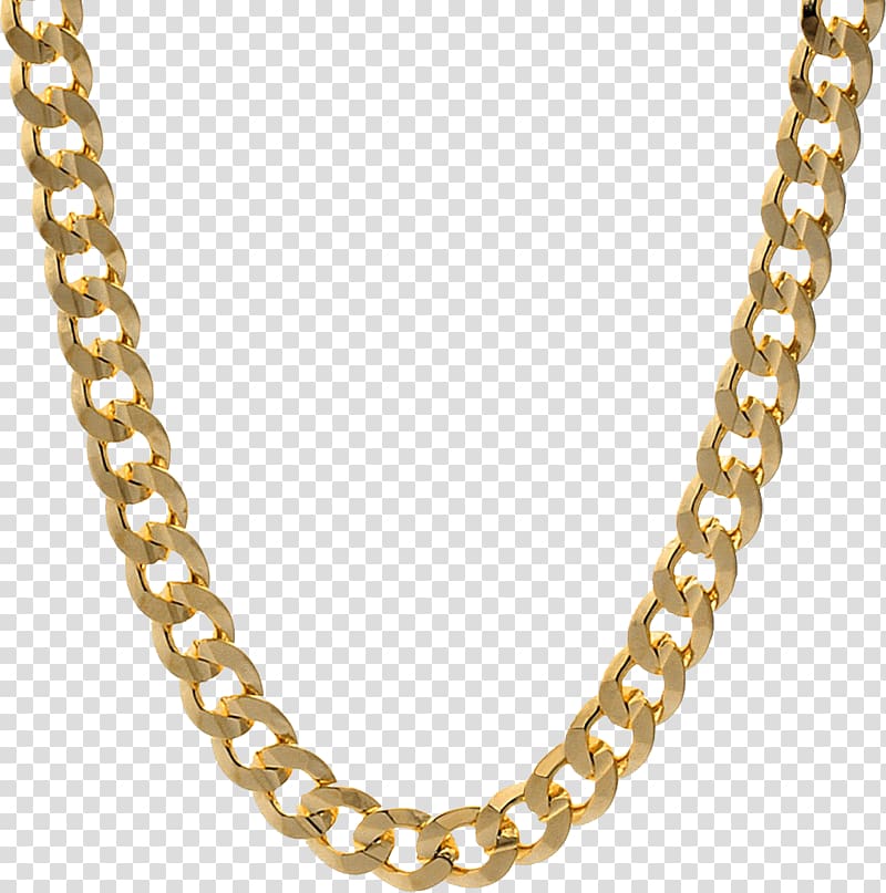 gold-colored Cuban chain necklace art, Necklace Bracelet Jewellery chain Gold, Metal necklace transparent background PNG clipart