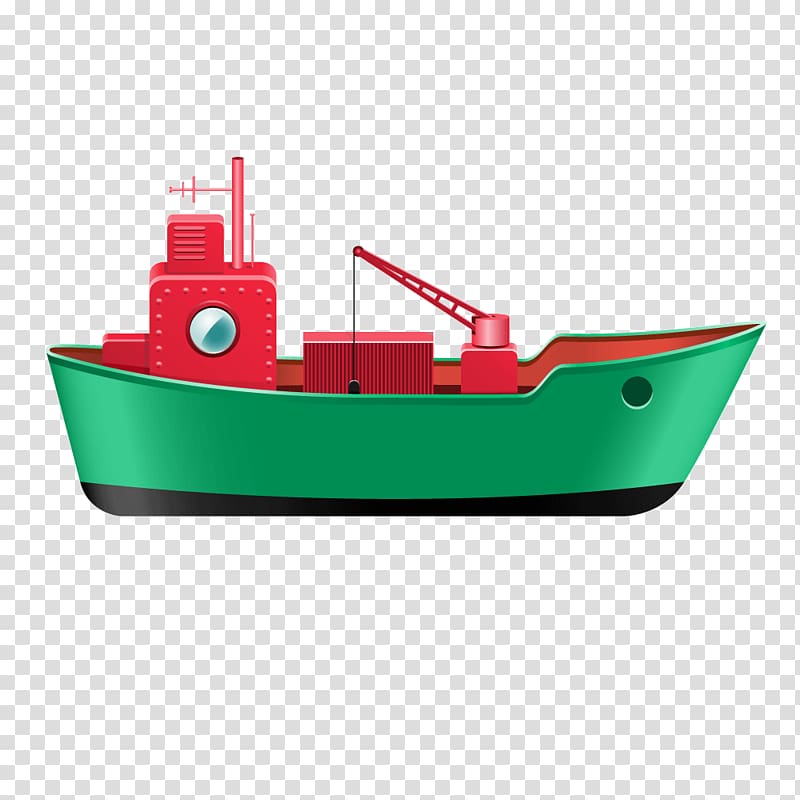 Boat Red, Green texture lifelike ship transparent background PNG clipart