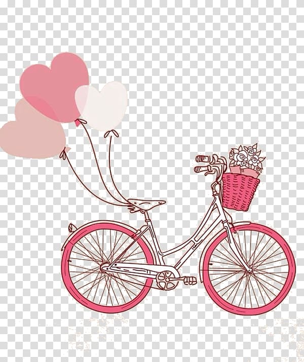 Bicycle Paper Cycling Balloon Wedding invitation, watercolor magnolia transparent background PNG clipart