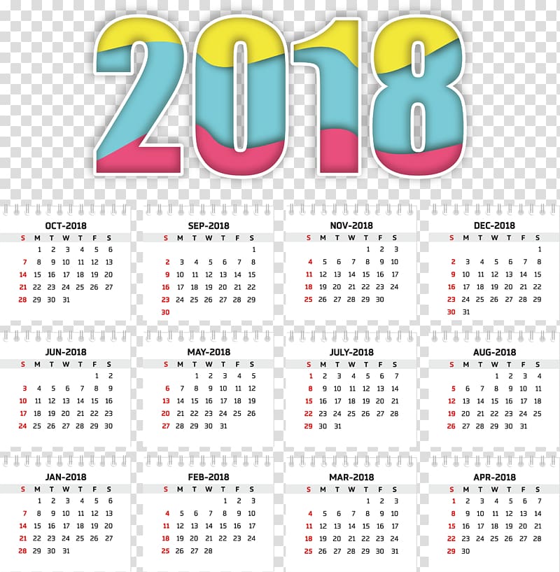 Tropicana Laughlin Gregorian calendar Year, A colorful calendar template transparent background PNG clipart
