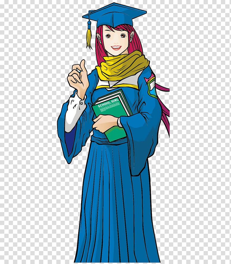 Student Graduation ceremony Bachelors degree High school, A student wearing a bachelor\'s gown transparent background PNG clipart