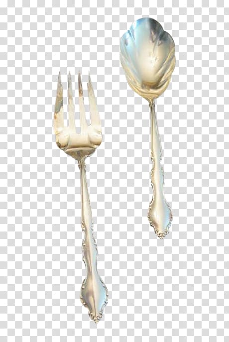 Fork Spoon Product design, long metal serving spoon and fork transparent background PNG clipart