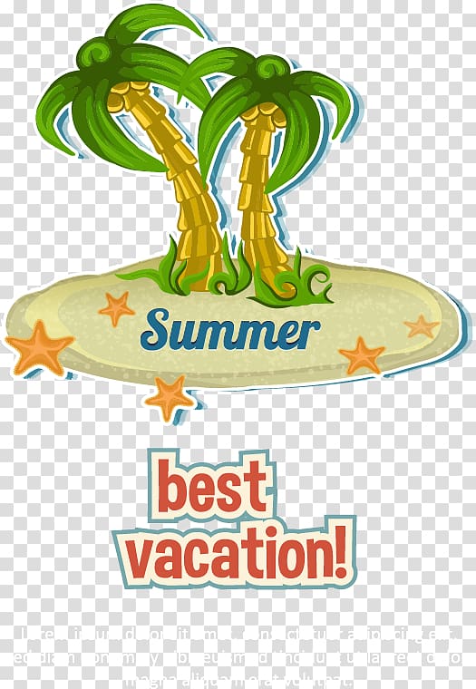 Cartoon Summer Illustration, coconut trees transparent background PNG clipart