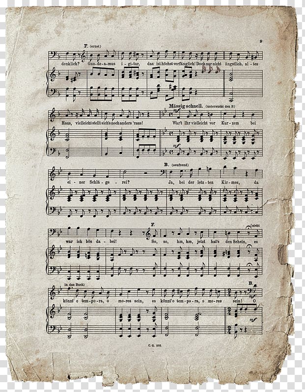 Sheet music Musical notation, Vintage Sheet Music transparent background PNG clipart