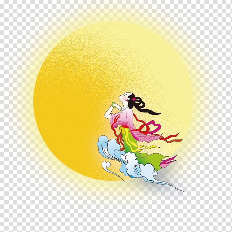 Mooncake Mid-Autumn Festival Change u5ae6u5a25u5954u6708 8u670815u65e5, The Goddess Chang\'s fly to the moon transparent background PNG clipart