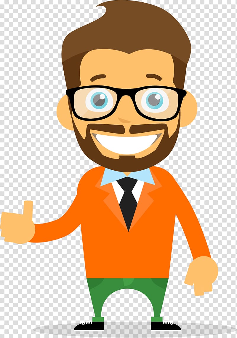 man in orange dress shirt illustration, Cartoon Person Illustration, cartoon material business people transparent background PNG clipart