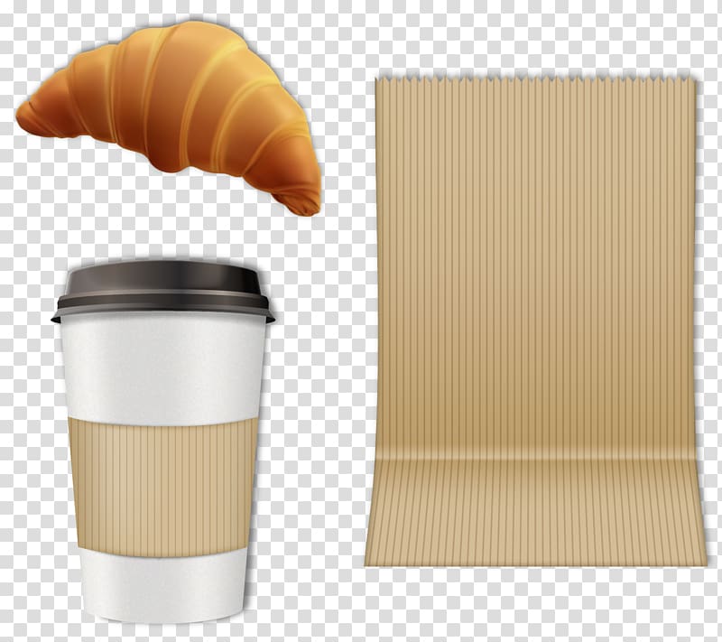 Coffee Tea Croissant Breakfast Milk, hand-painted tea and croissants transparent background PNG clipart