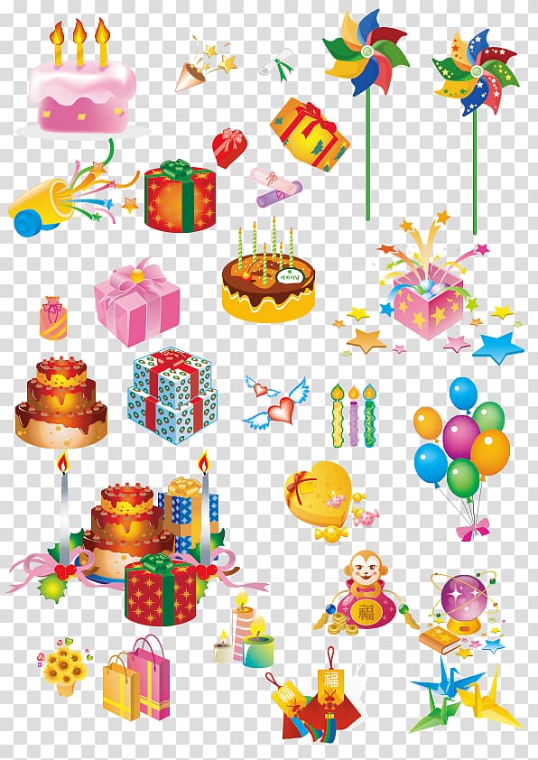 party favors illustration, Birthday cake Gift , birthday present transparent background PNG clipart