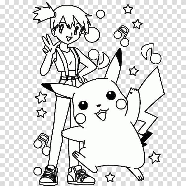 Pikachu Misty Colouring Pages Coloring book Pokemon Black & White, pikachu transparent background PNG clipart