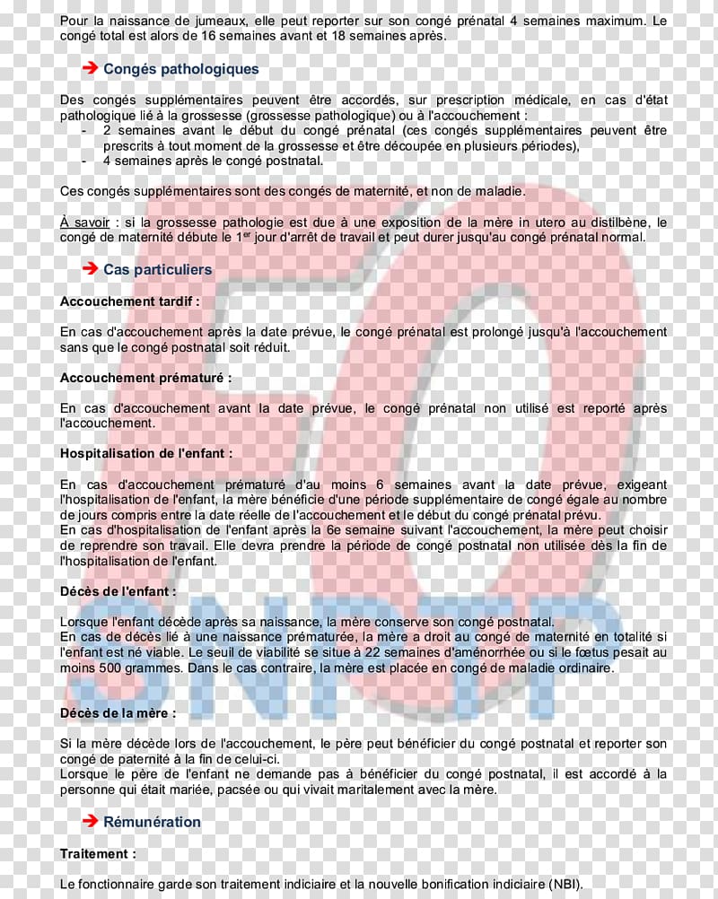 Document Congé de maternité en France Leave of absence Prenatal care Childbirth, others transparent background PNG clipart