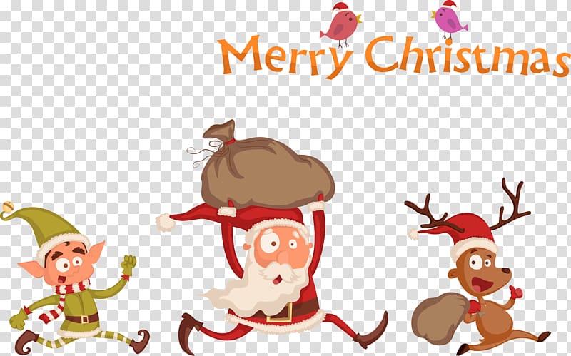 Santa Claus\'s reindeer Santa Claus\'s reindeer Christmas Illustration, Santa Claus running with elk transparent background PNG clipart