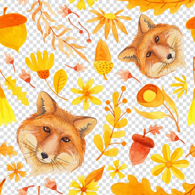 Red fox Illustration, Hand-painted fox transparent background PNG clipart