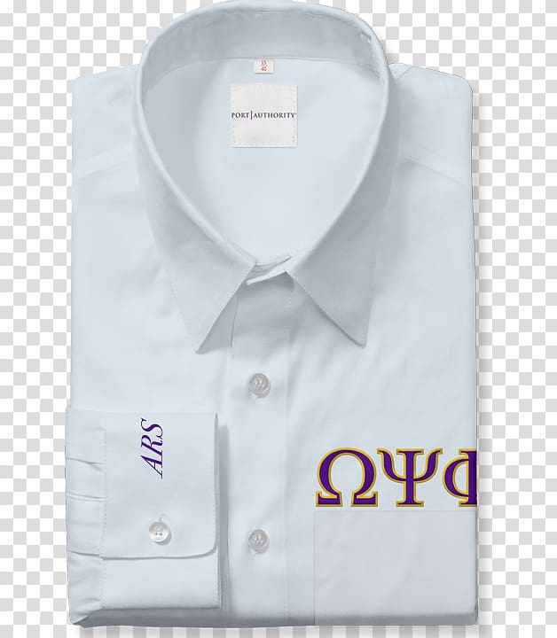 Dress shirt T-shirt White Collar Sleeve, OMEGA PSI PHI transparent background PNG clipart