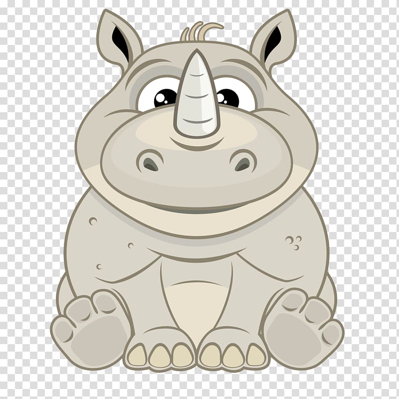 Cartoon Rhinoceros Illustration, Cartoon rhino transparent background PNG clipart