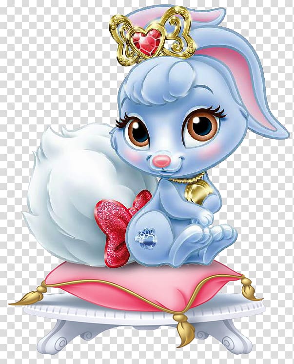 blue rabbit sitting on pink pillow illustration against blue background, Tiana Princess Aurora Rapunzel Disney Princess Palace Pets, Disney Princess transparent background PNG clipart