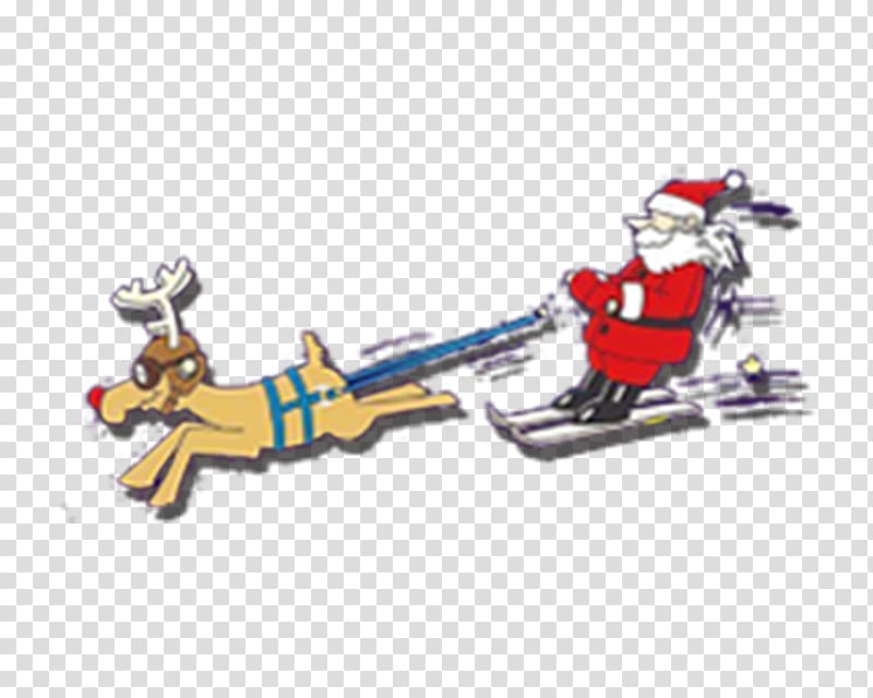 Santa Claus Reindeer Sled Christmas, Santa sleigh ride transparent background PNG clipart