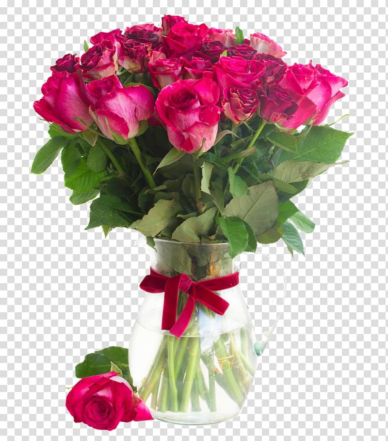 Rose Flower bouquet Glass, Vase of roses transparent background PNG clipart