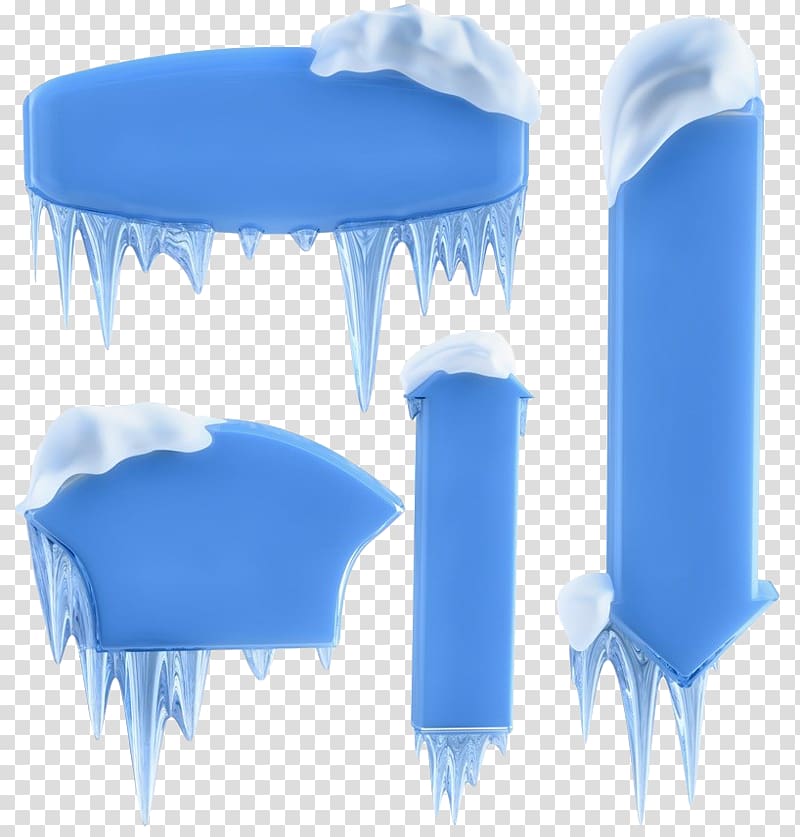blue ice illustration, Icicle Winter illustration Snow, Icicle title banner transparent background PNG clipart