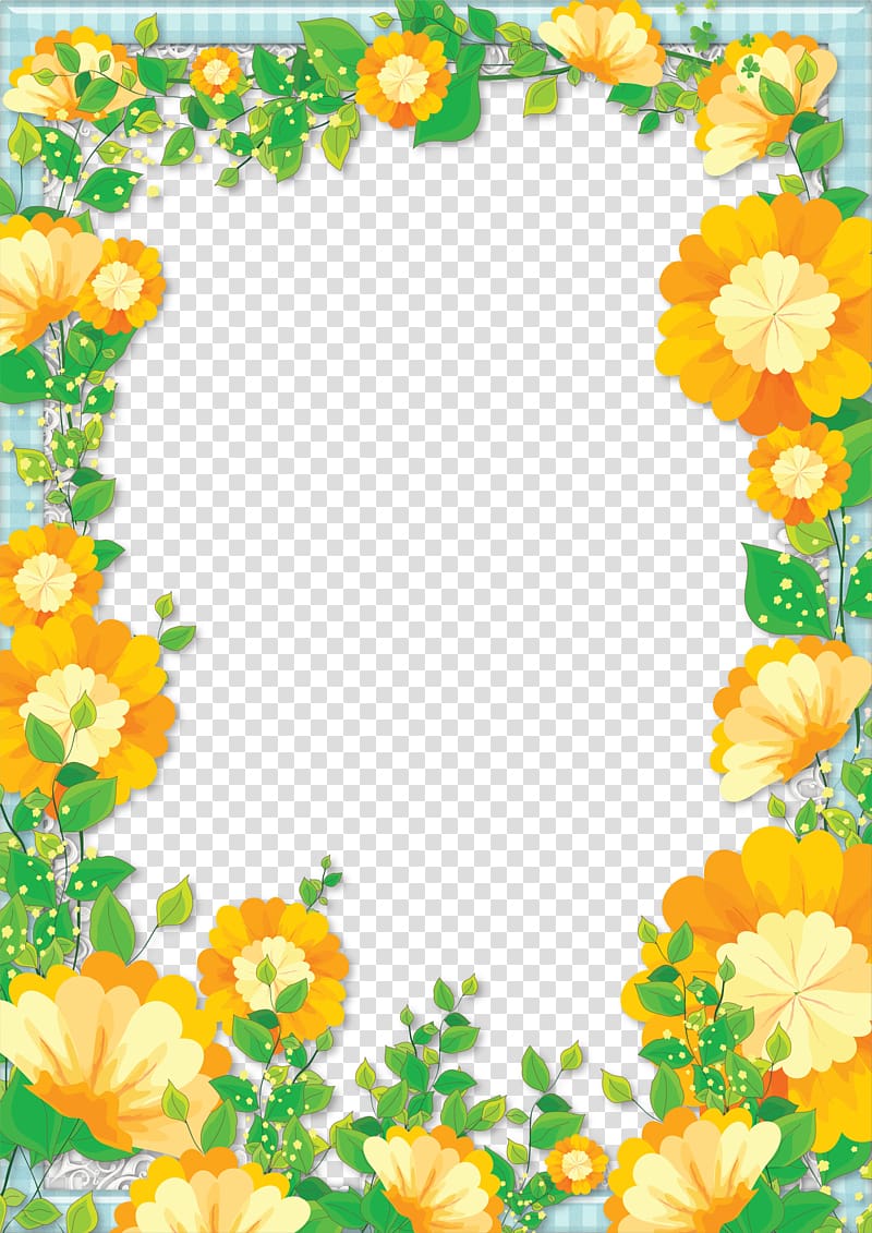 yellow flowers frame, Graphic design, Floral border design transparent background PNG clipart