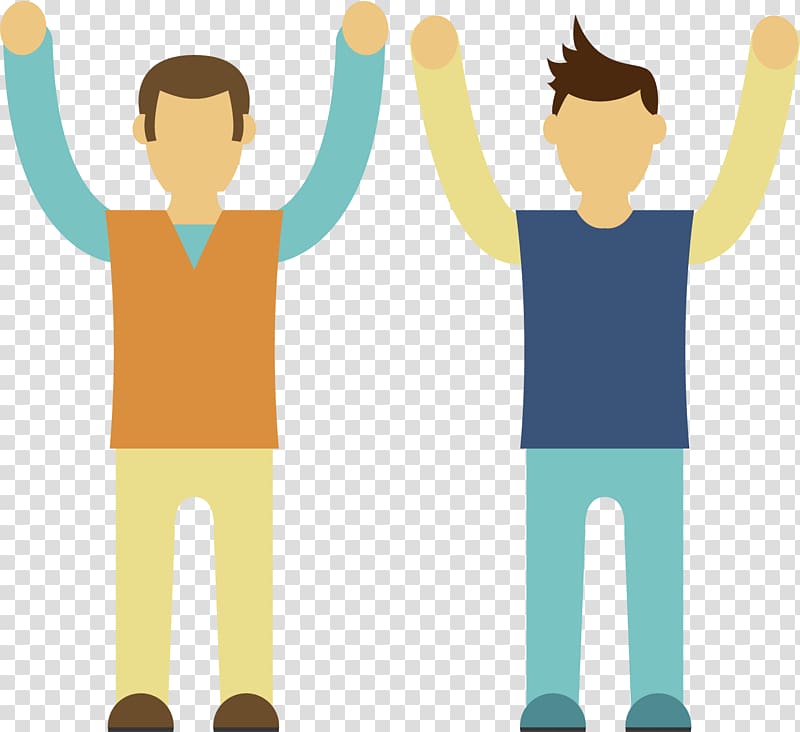 Icon, A cartoon man with his hands up transparent background PNG clipart