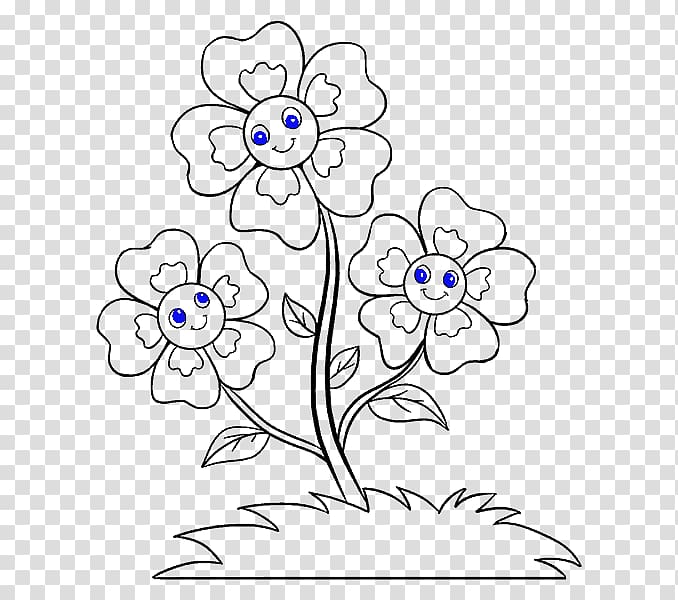 Drawing Cartoon Flower Sketch, draw transparent background PNG clipart