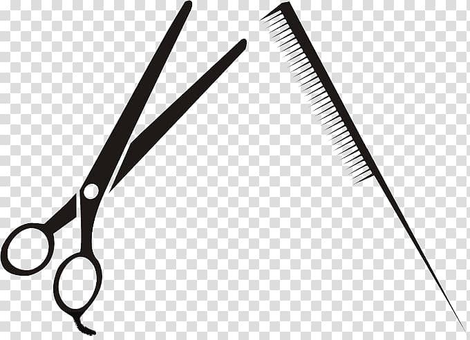 black scissors and comb, Comb Scissors Hair care, scissors comb transparent background PNG clipart