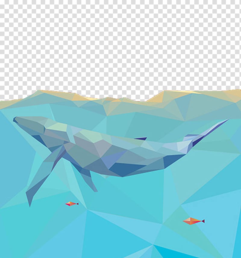 Dolphin Geometry Blue, Geometric blue whale transparent background PNG clipart