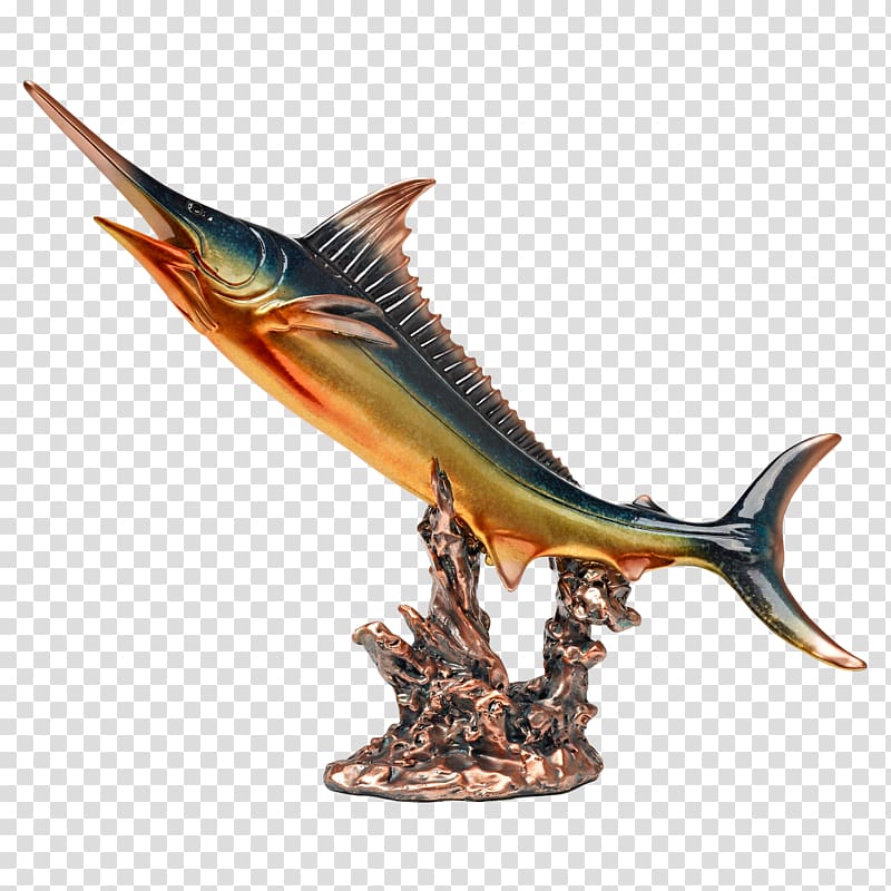 Bronze sculpture Hunting Figurine, Swordfish transparent background PNG clipart