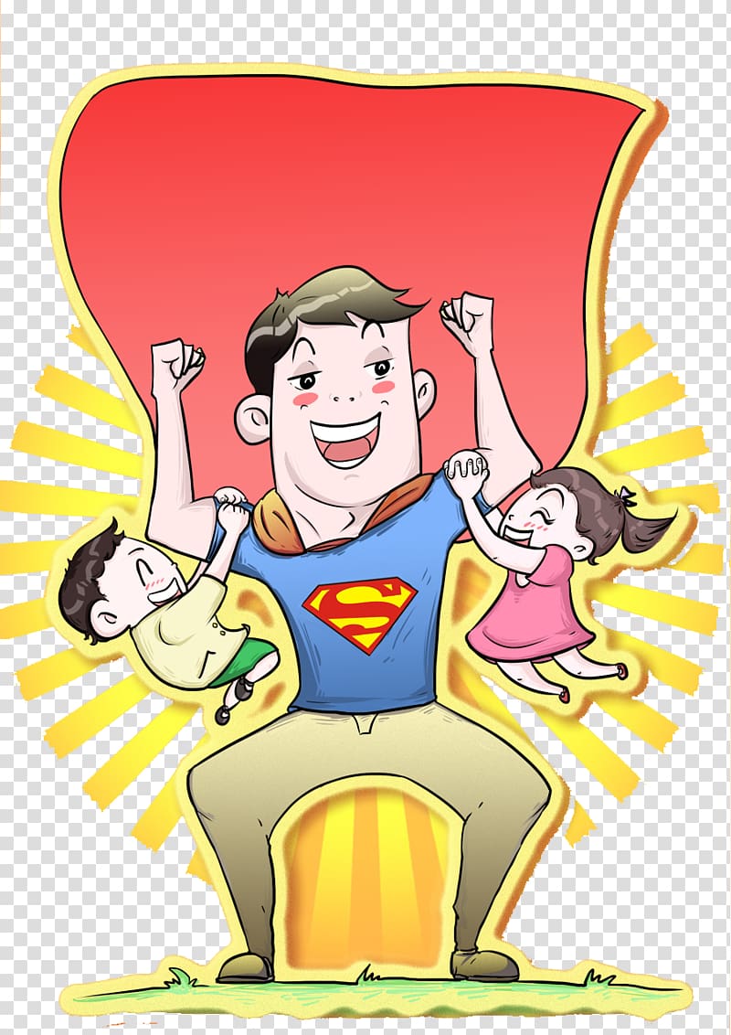 Superdad illustration, Clark Kent Father Illustration, Superman Daddy transparent background PNG clipart