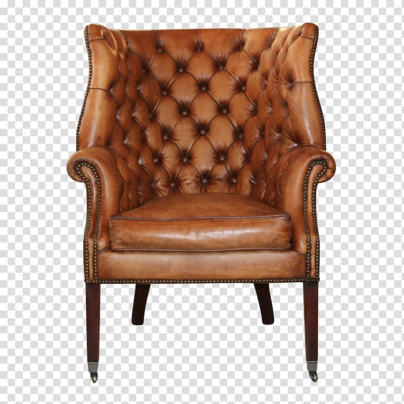 Club chair Wing chair Distressing Tufting, chair transparent background PNG clipart