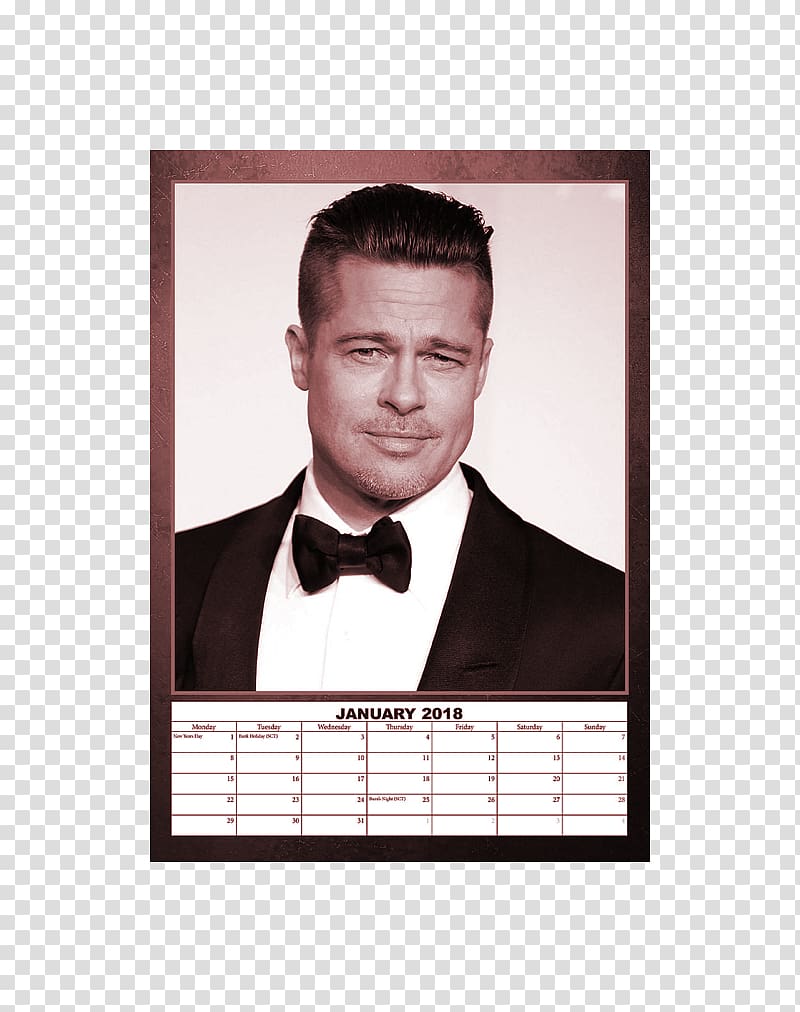 Brad Pitt Friends Calendar Celebrity Actor, brad pitt transparent background PNG clipart