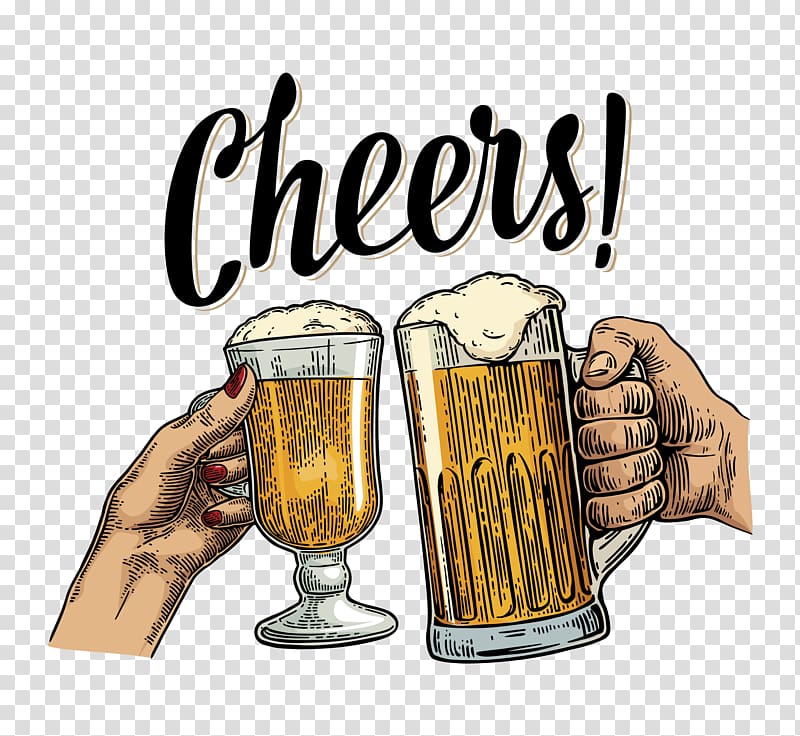 two glass cups with beer and cheers text, Beer cocktail Beer Glasses, beer transparent background PNG clipart