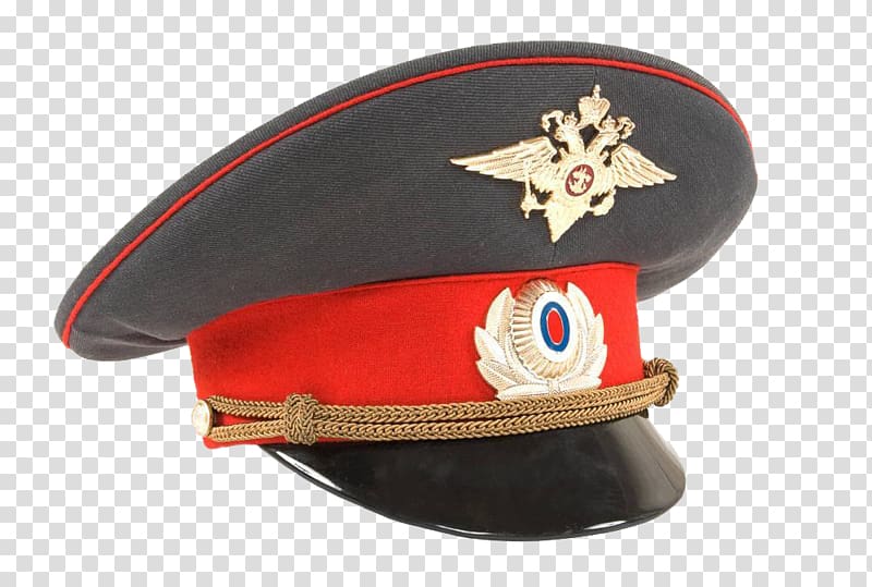 Russia Peaked cap Police officer , Red police hat transparent background PNG clipart